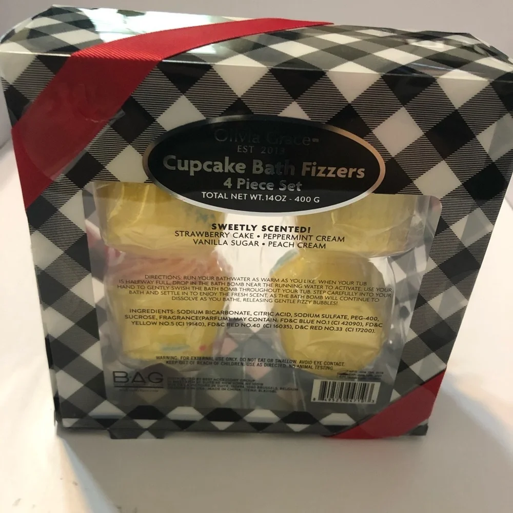 4 Cupcake Bath Fizzers gift set 14 OZ Olivia Grace